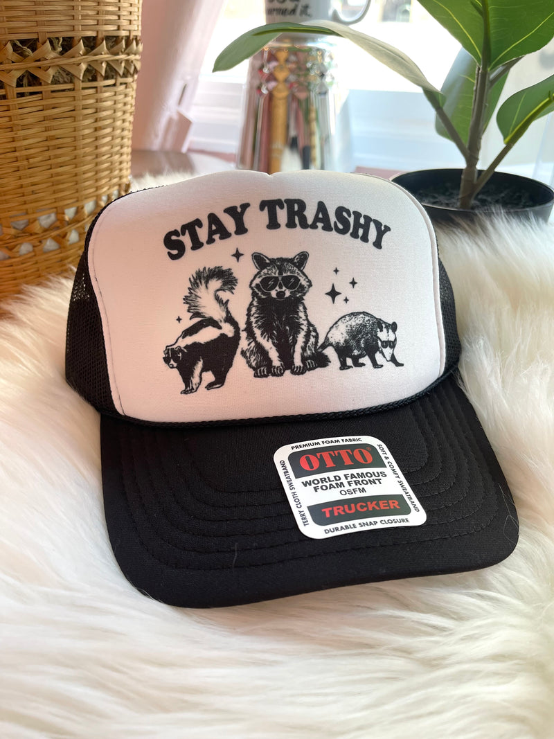 Stay Trashy Trucker Hat Black