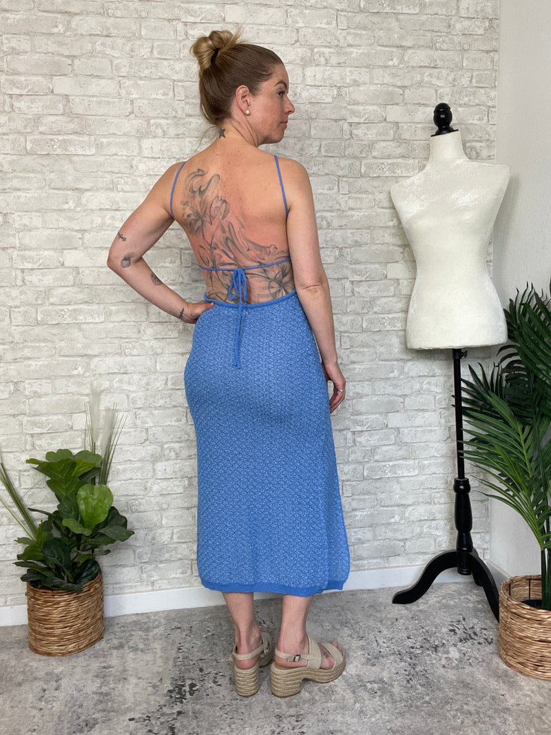 Conch Blue Seaside Knit Dress/CoverUp