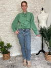Celine Bow Blouse Green