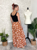 Abstract Swirls Wide Leg Pant - Ginger + Beige