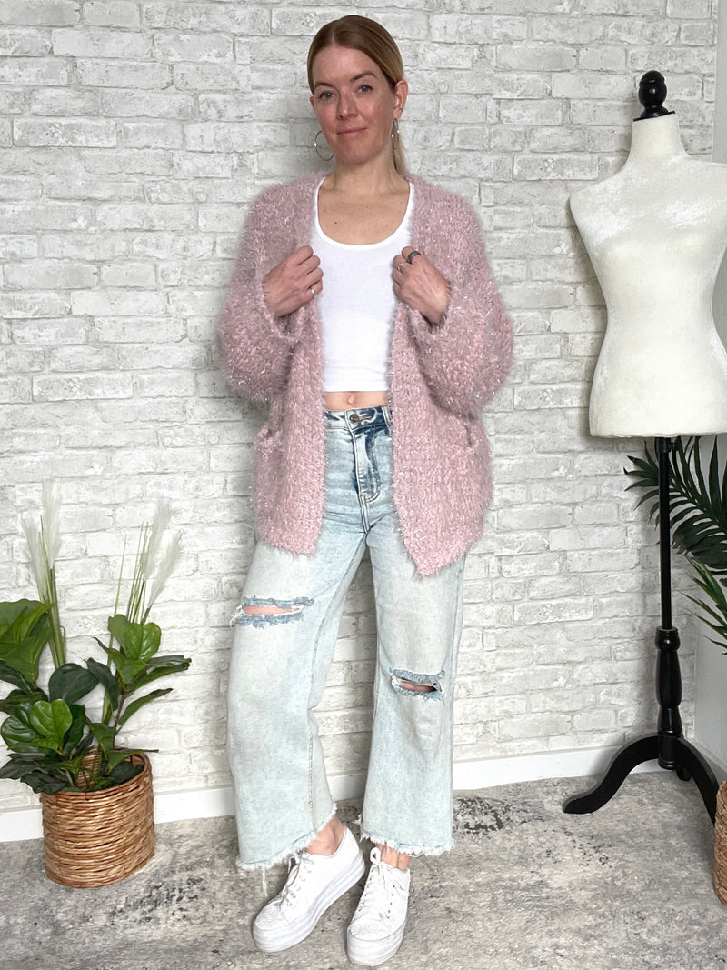 Tinsel+Fluff Heavy-Weight Cardigan Vintage Pink