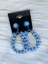 Blue Geo Seed Bead Earrings