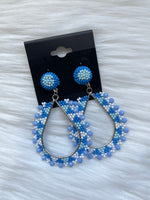Blue Geo Seed Bead Earrings