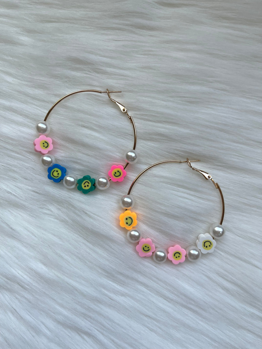 Happy Bead Hoop Earrings