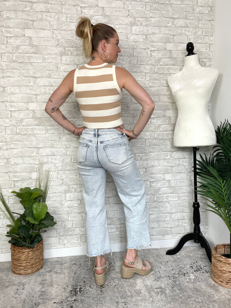Kelly Taupe+Cream Stripe Tank