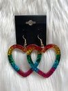 Rainbow Glitter Heart Earring