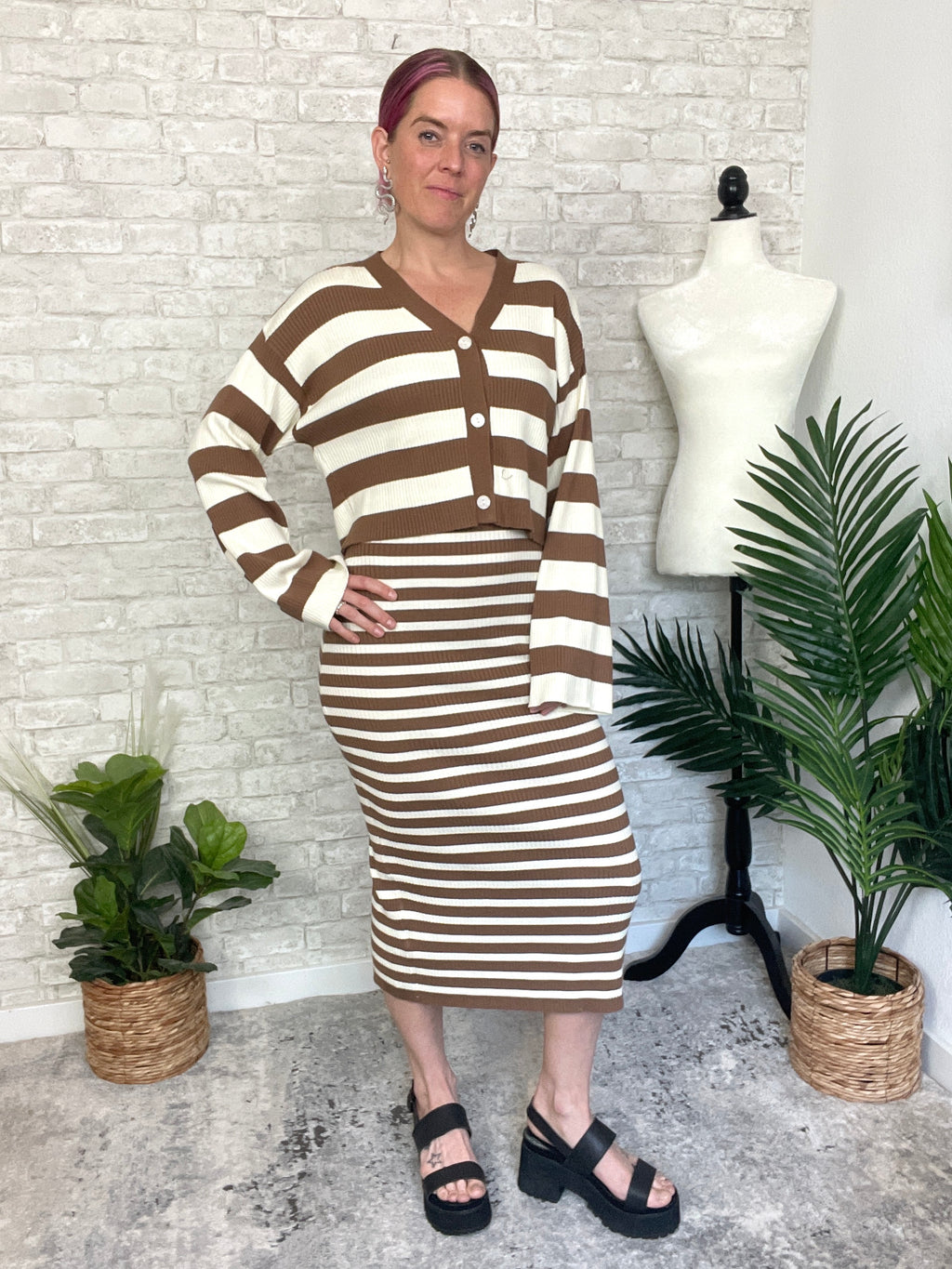 Devon Sweater Set - Cardigan Brown