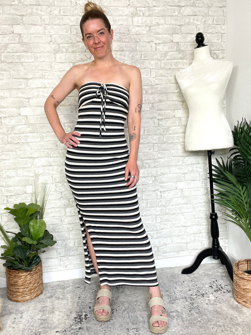 Lionel Black+White Stripe Knit Tube Dress