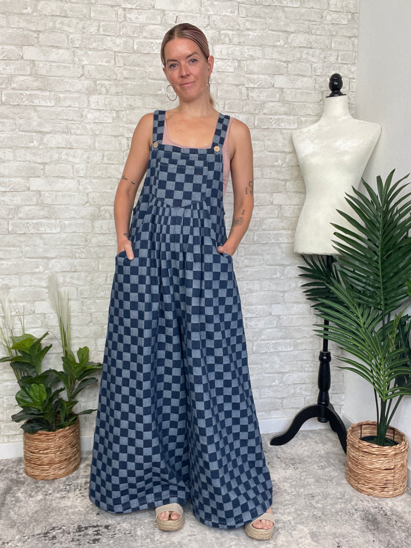 Fena Checker Wide-Leg Overall