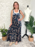 Daisy Navy Velvet Overall