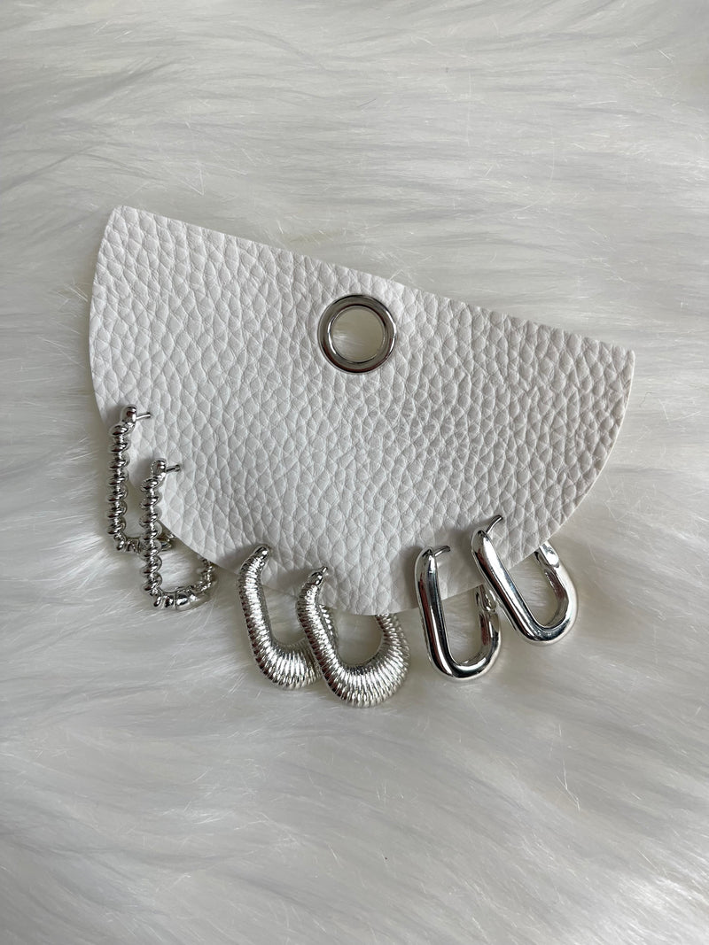 Molly Rectangle Hoop Earring Collection Silver