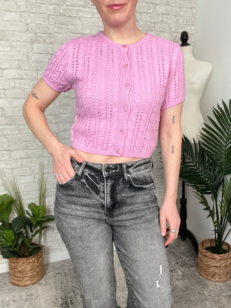 Bethany Knit Button Up Pink
