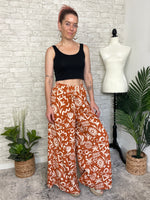 Abstract Swirls Wide Leg Pant - Ginger + Beige