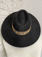 Willa Flower Band Black Wide Brim