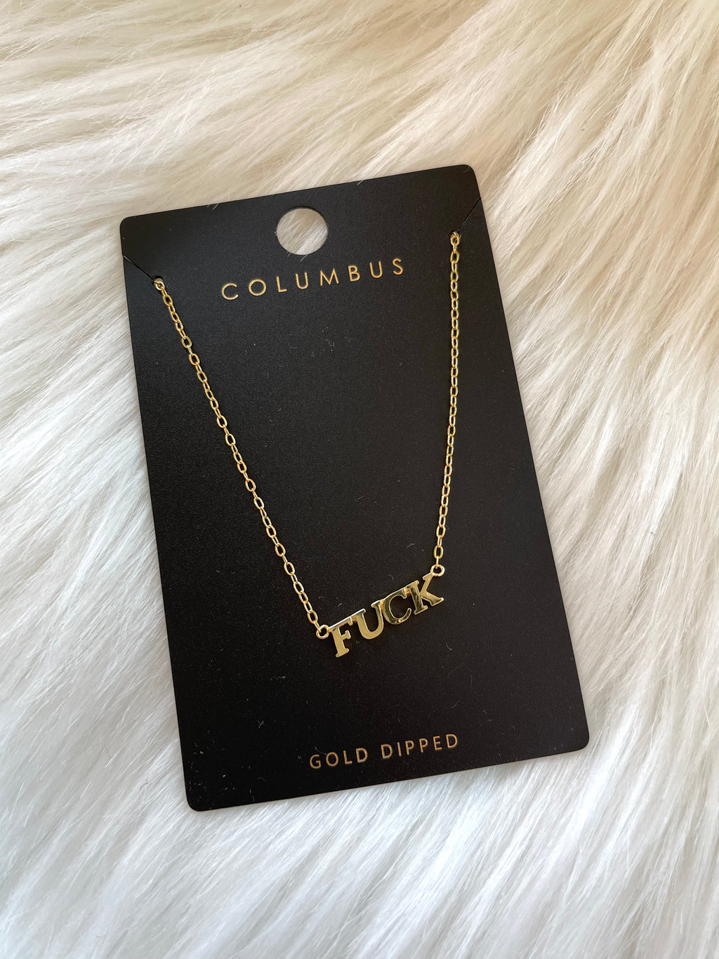Block Letter "Fuck" Necklace Gold