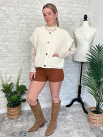 Lanny Short Sleeve Button-Up Cardigan Cream