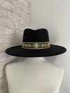 Willa 2.0 Gold Flower Band Black Wide Brim