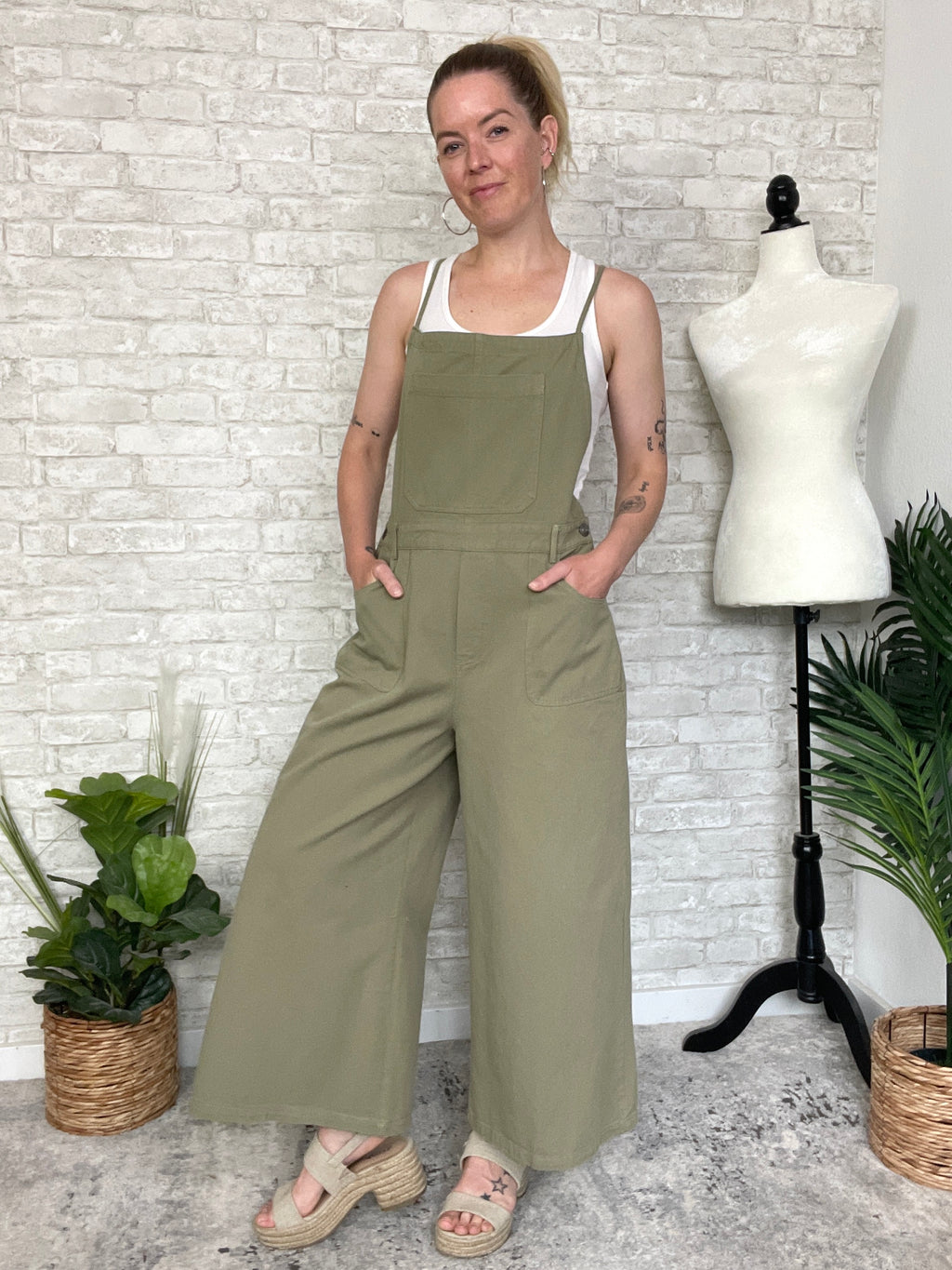 Grace Green Cropped Overall