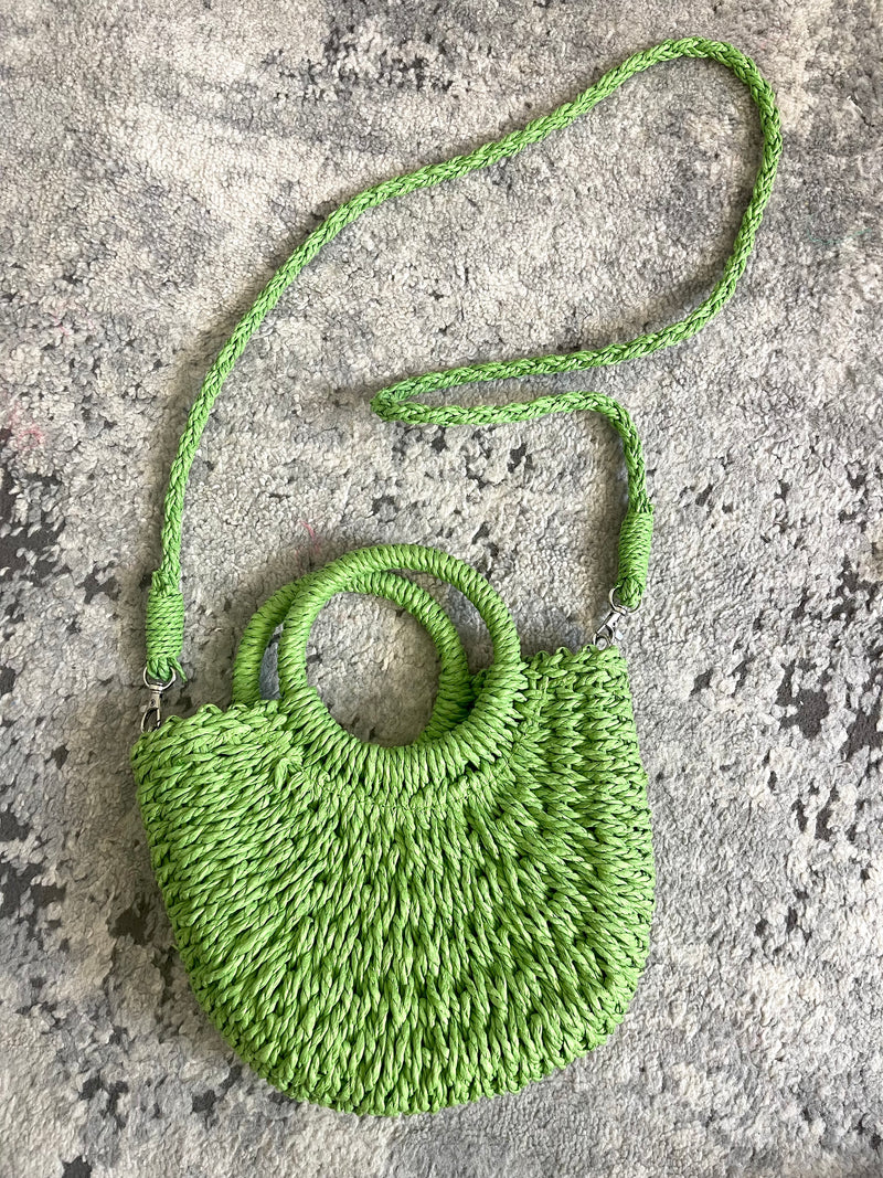 Mini Bright Straw Bag - Green