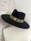Willa 2.0 Gold Flower Band Black Wide Brim
