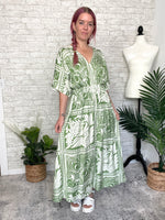 Flor Green Maxi Kimono Dress