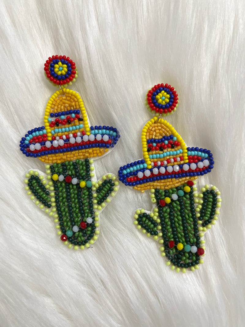 Cactus Fiesta Seed Bead Earrings
