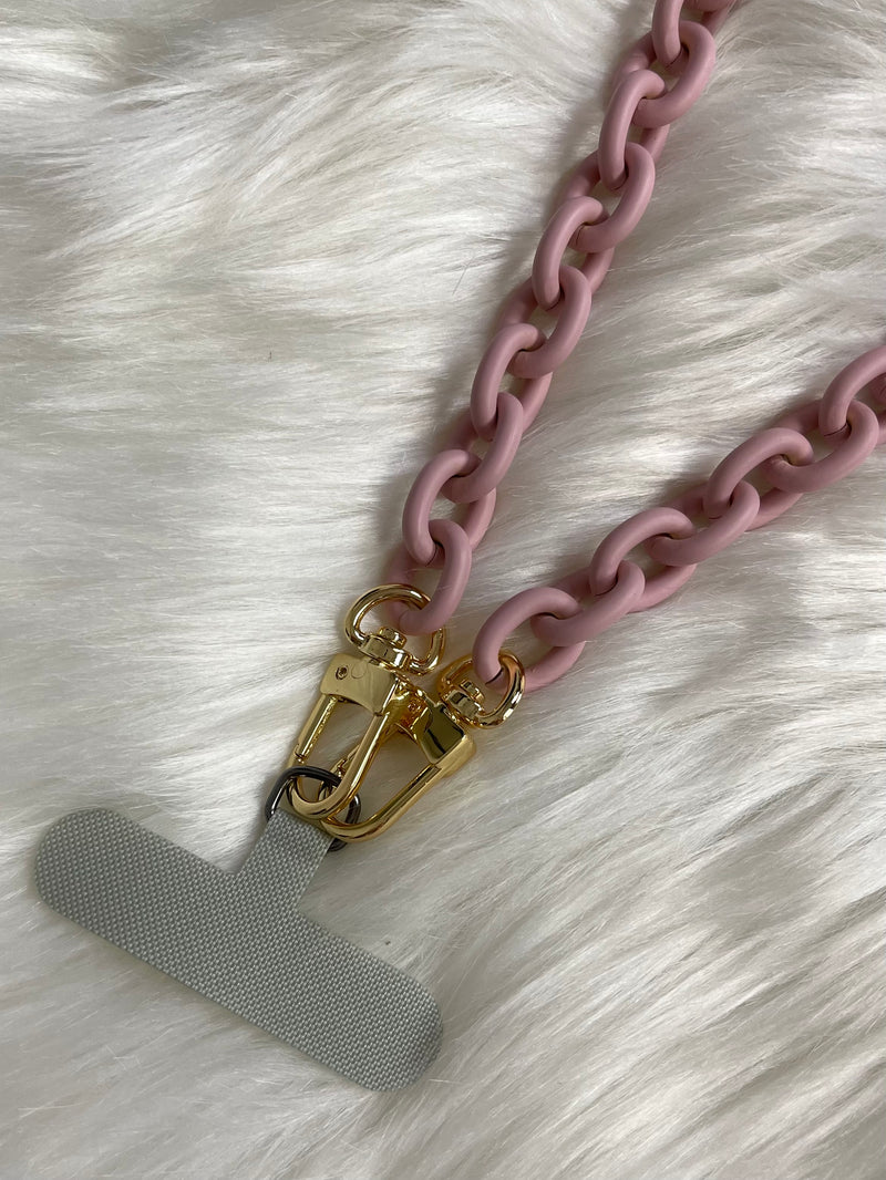 Cell Phone Chain Strap Long Pink