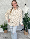 Fuzzy Checker Pattern Teddy Jacket Cream