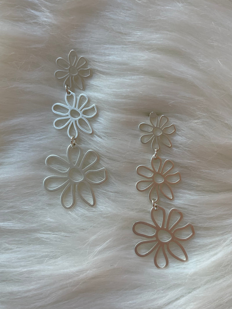 Petula Floral Dangle Earring Silver