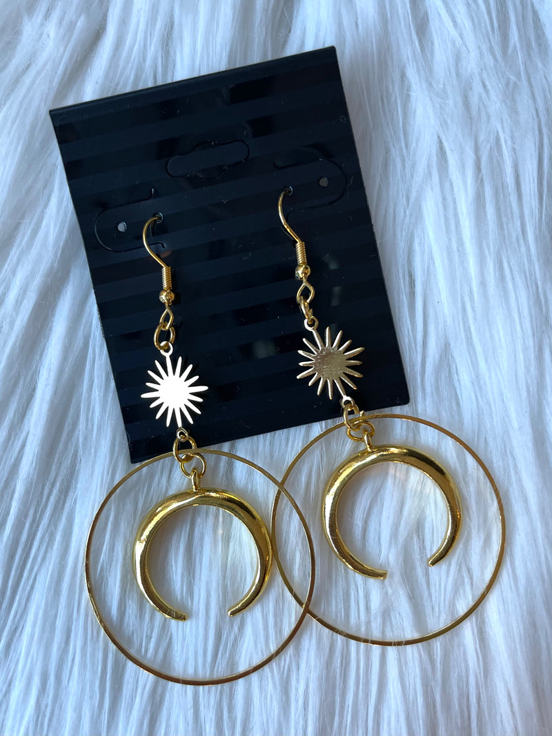 Boho Moon + Sun Earrings Gold