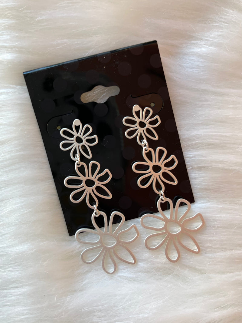 Petula Floral Dangle Earring Silver