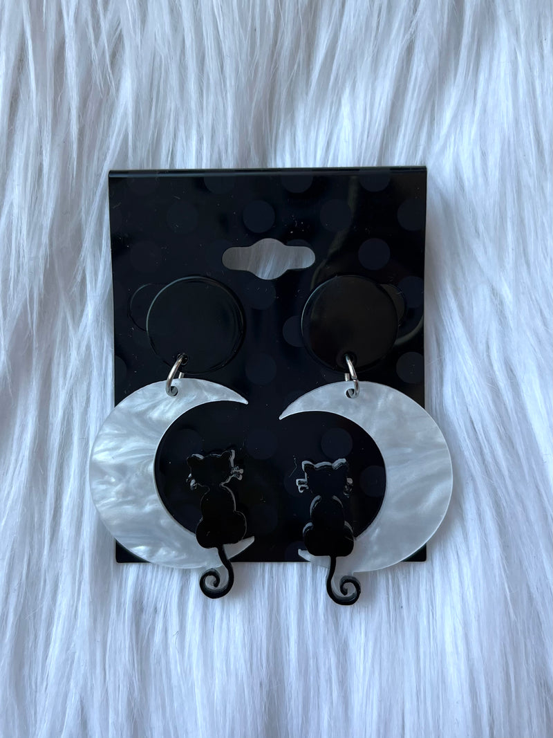 Cat On The Moon Earrings