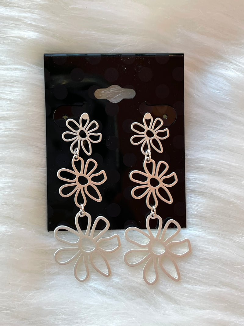 Petula Floral Dangle Earring Silver