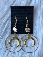 Boho Moon + Sun Earrings Gold