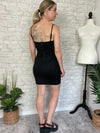 Carmine Faux Suede Fitted Dress Black