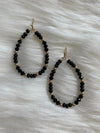 Tear Drop Black + Gold Bead Earrings