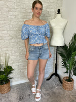 Blue Zinnia Crop Top