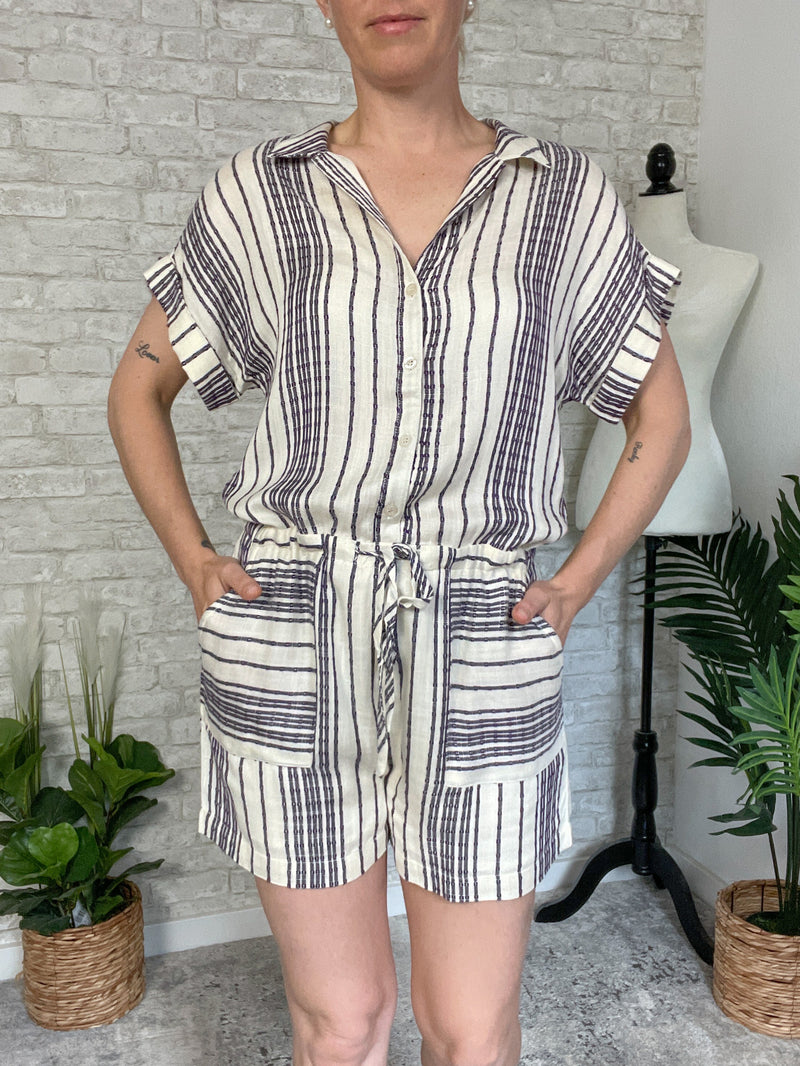 Grenada Blue + Ivory Romper