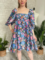 Morning Glory Shimmer Dress Blue