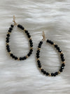 Tear Drop Black + Gold Bead Earrings