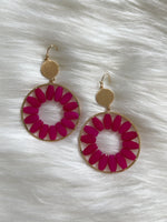 Circle Glass Bead Earrings Pink