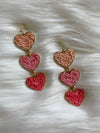 Triple Heart Earrings Pink