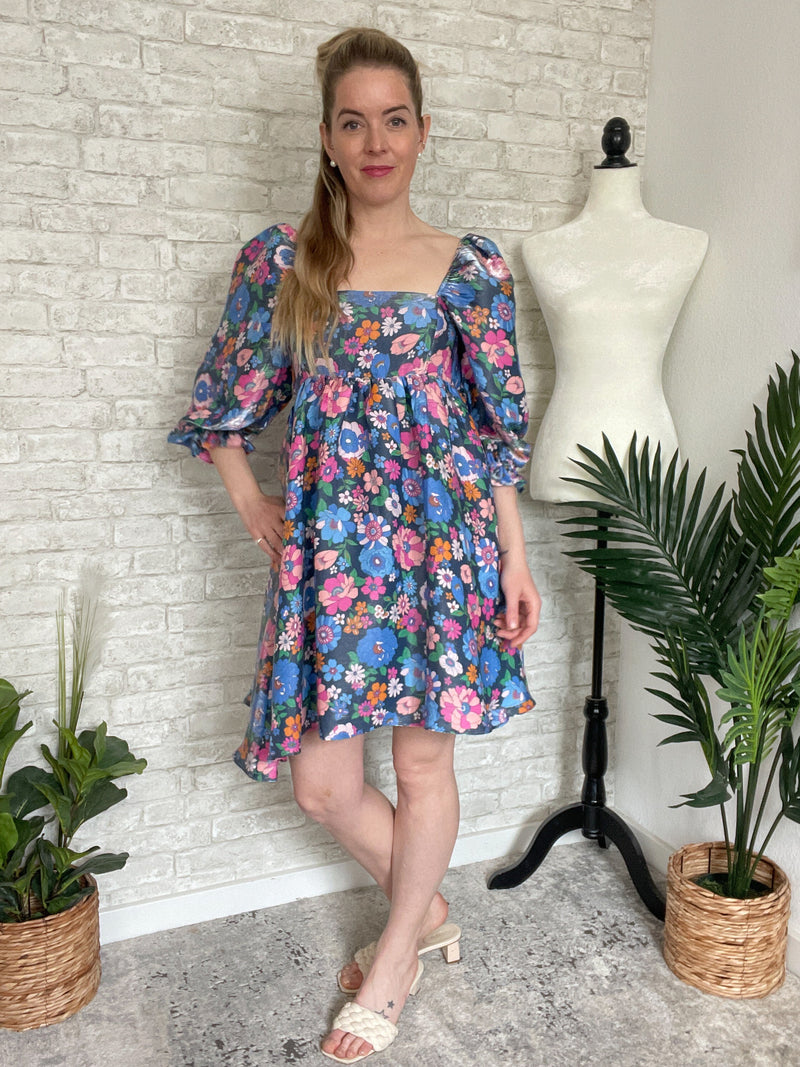 Morning Glory Shimmer Dress Blue