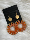 Circle Glass Bead Earrings Orange
