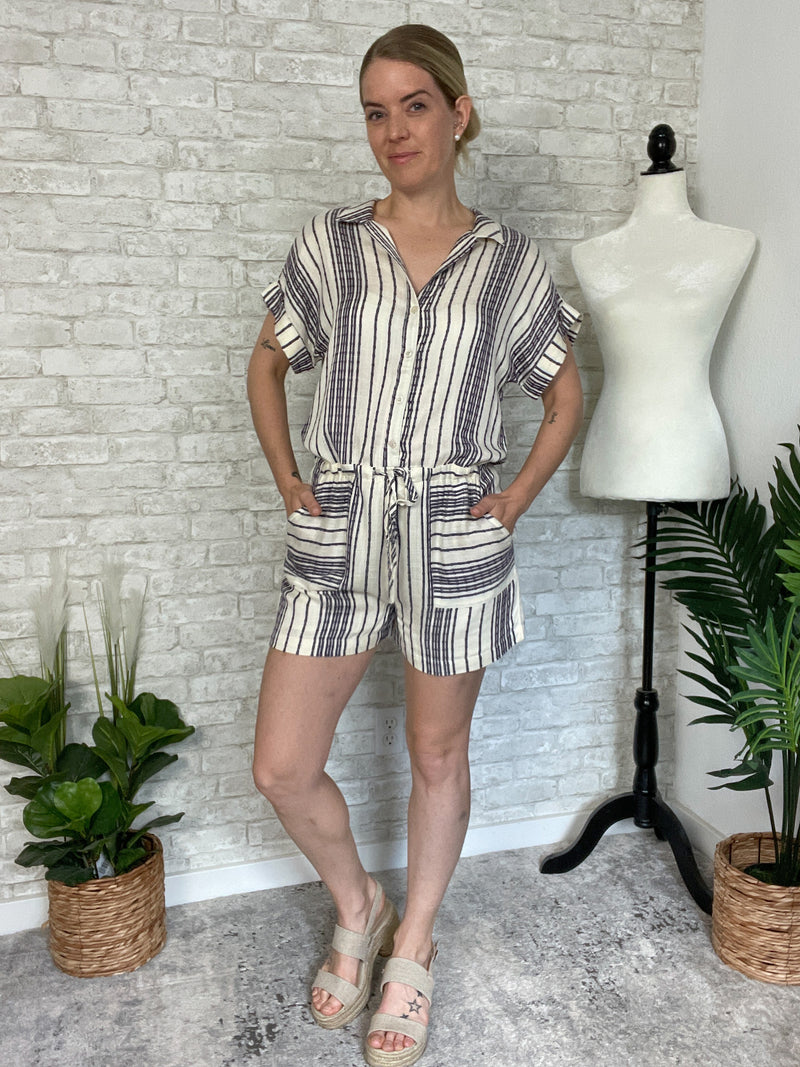 Grenada Blue + Ivory Romper