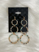 3-Tier Crystal Circle Earrings Neutral