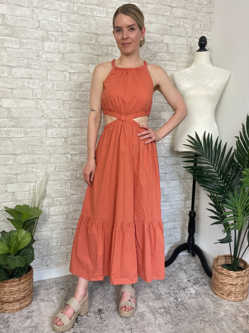 Rebecca Cutout Dress Burnt Orange