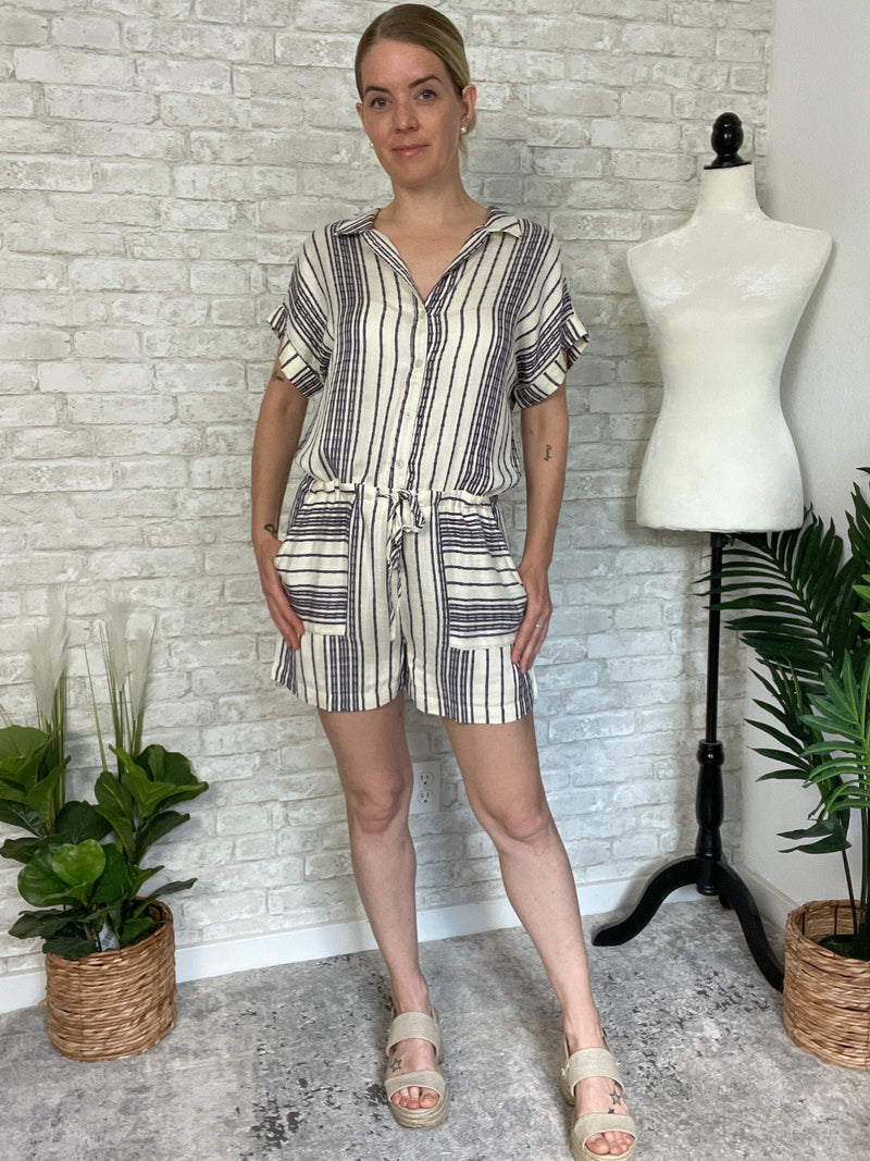 Grenada Blue + Ivory Romper