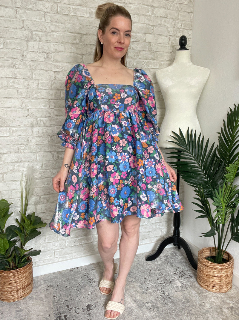 Morning Glory Shimmer Dress Blue