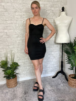 Carmine Faux Suede Fitted Dress Black